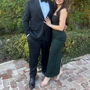 Forest green strapless dress